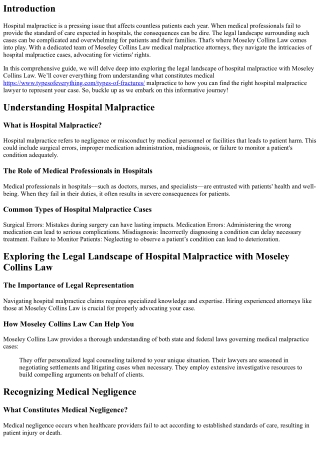 Exploring the Legal Landscape of Hospital Malpractice with Moseley Collins Law