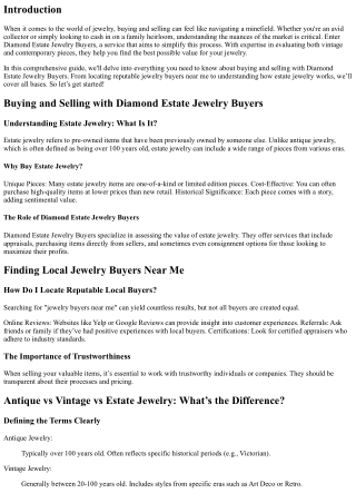 Buying and Selling with Diamond Estate Jewelry Buyers