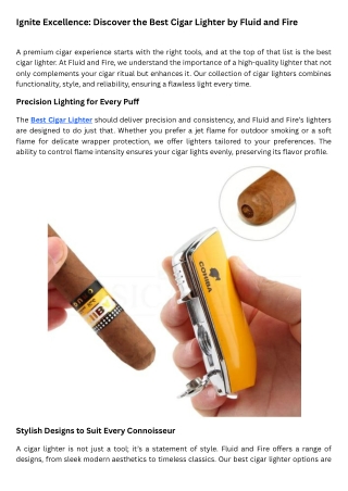 Ignite Excellence Discover the Best Cigar Lighter by Fluid and Fire