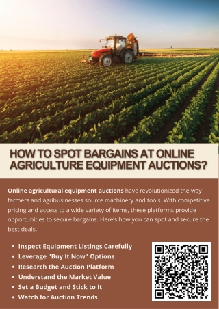 How To Spot Bargains At Online Agriculture Equipment Auctions?