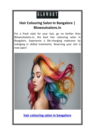 Hair Colouring Salon In Bangalore  Blowoutsalons.in