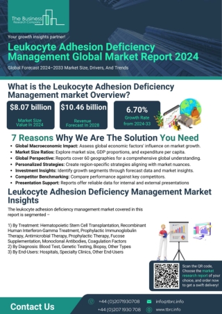 Leukocyte Adhesion Deficiency Management Market Report 2024, Size And Segments