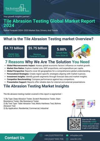 Tile Abrasion Testing Market Report 2024 - Tile Abrasion Testing Market Share an
