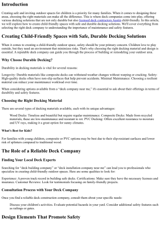 “Creating Child-Friendly Spaces with Safe, Durable decking Solutions”