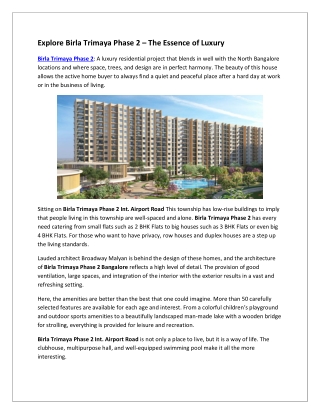 Birla Trimaya Phase 2 in Bangalore