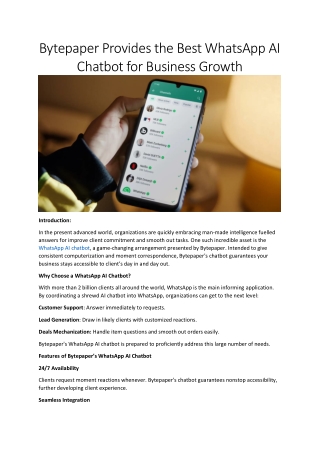 Boost Business Growth with Bytepaper's WhatsApp AI Chatbot