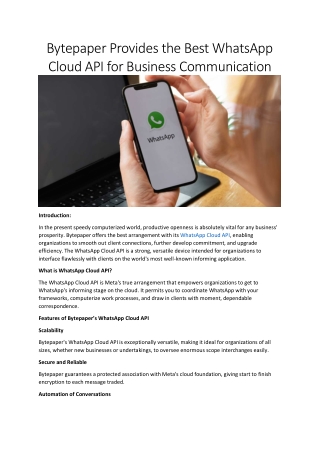 Enhance Business Communication with Bytepaper's WhatsApp Cloud API