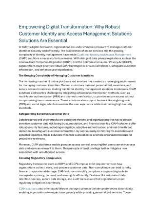 Why Organizations Need Robust Customer Identity and Access Management Solutions