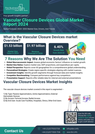 Vascular Closure Devices Market Trends Report 2024, And Size, Share To 2033