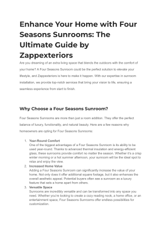 Enhance Your Home with Four Seasons Sunrooms_ The Ultimate Guide by Zappexteriors