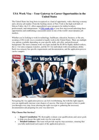 USA Work Visa