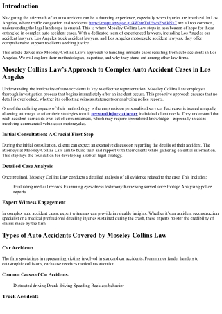 Moseley Collins Law’s Approach to Complex Auto Accident Cases in Los Angeles