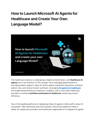 Launch Microsoft AI Agents for Healthcare with Bluebash