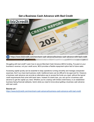 Get a Business Cash Advance with Bad Credit