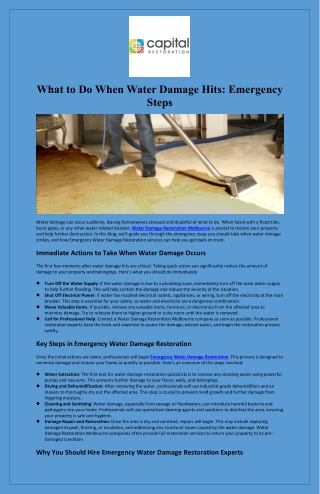 What to Do When Water Damage Hits: Emergency Steps