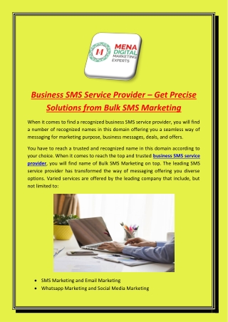 Business SMS Service Provider – Get Precise Solutions from Bulk SMS Marketing