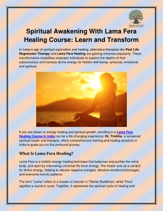 Lama Fera Healing Course in India