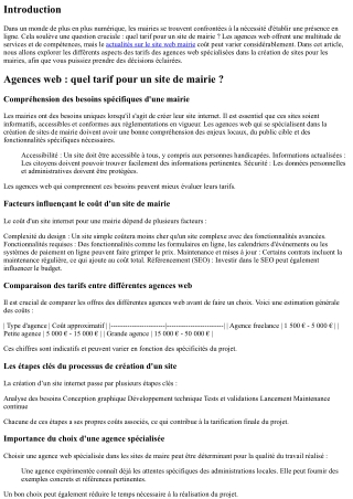 Agences web : quel tarif pour un site de mairie ?