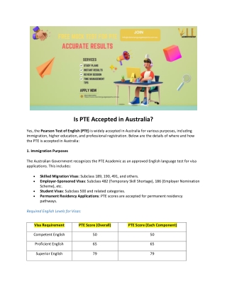 Is PTE Accepted in Australia.