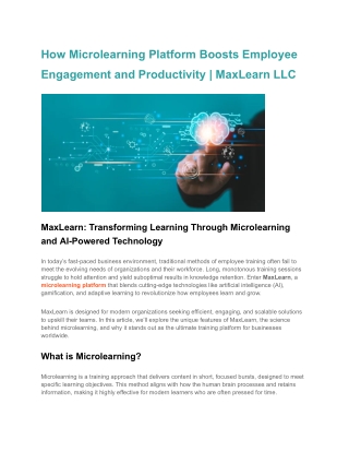 How Microlearning Platform Boosts Employee Engagement and Productivity _ MaxLearn LLC