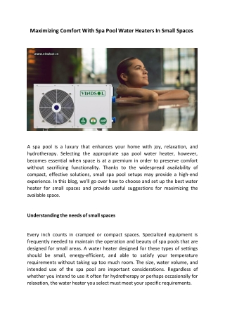 Maximizing Comfort With Spa Pool Water Heaters In Small Spaces