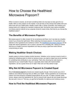 How to Choose the Healthiest Microwave Popcorn
