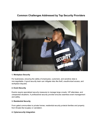 Common Challenges Addressed by Top Security Providers