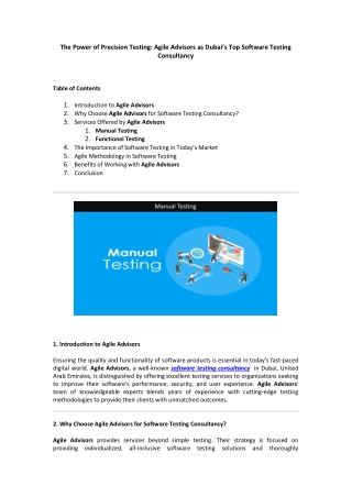 The Power of Precision Testing: Agile Advisors as Dubai’s Top Software Testing