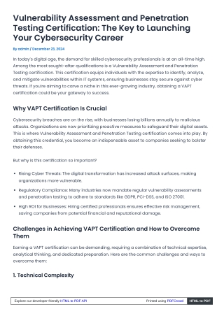 VAPT Certification: Secure Your IT Systems