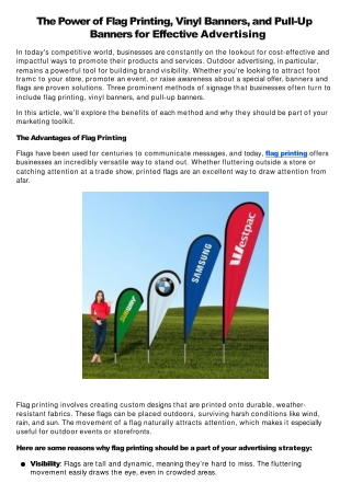 The Power of Flag Printing, Vinyl Banners, and Pull-Up Banners for Effective Advertising