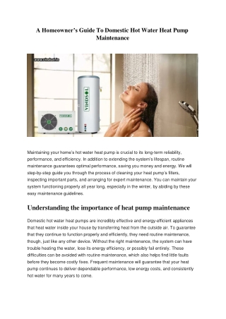 A Homeowner Guide To Domestic Hot Water Heat Pump Maintenance
