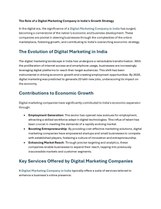 The Role of a Digital Marketing Company in India's Growth Strategy