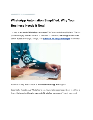 WhatsApp Automation Simplified: Why Your Business Needs It Now!