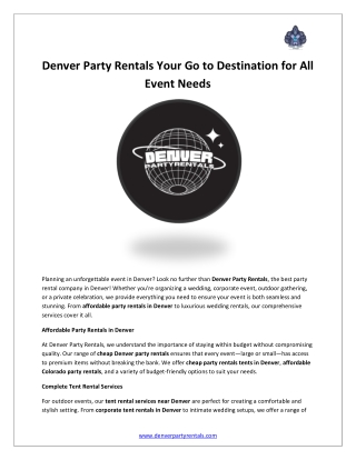 Denver Party Rentals Your Go to Destination for All Event Needs