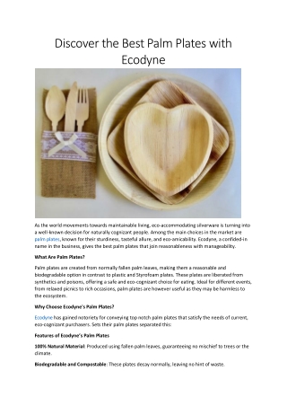 Ecodyne: Your Go-To Provider for Premium Palm Plates