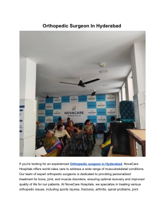 Orthopedic Surgeon In Hyderabad