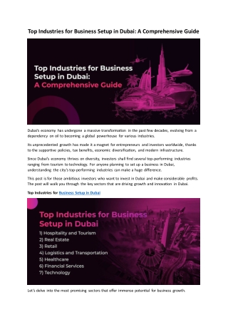 Top Industries for Business Setup in Dubai