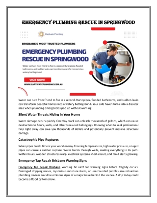 Emergency Plumbing Rescue in Springwood