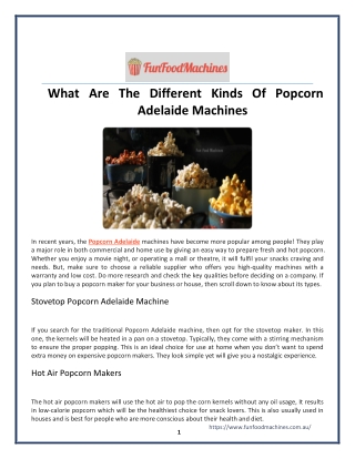 What Are The Different Kinds Of Popcorn Adelaide Machines