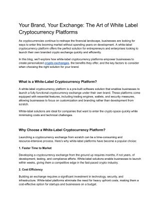 Your Brand, Your Exchange: The Art of White Label Cryptocurrency Platforms