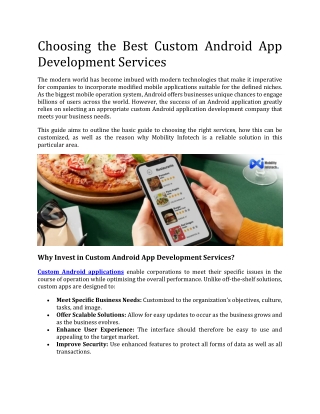 Choosing the Best Custom Android App Development Services