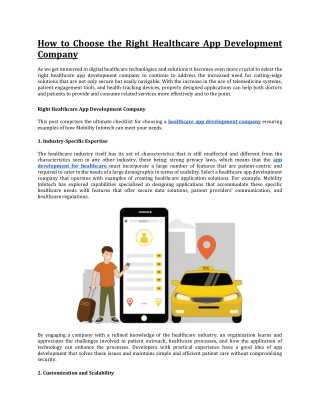 How to Choose the Right Healthcare App Development Company