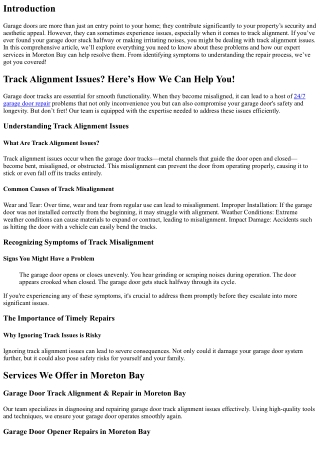 “Track Alignment Issues? Here’s How We Can Help You!”
