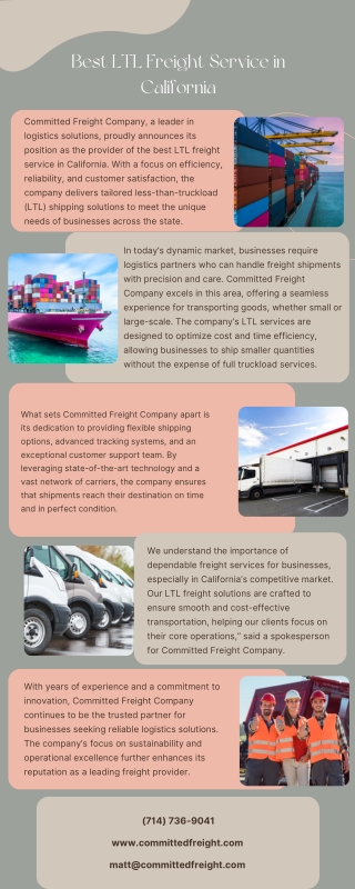 Best LTL Freight Service in California  Committed Freight Company