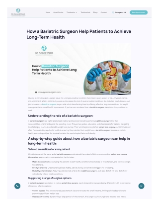 The role of a bariatric surgeon in long-term health success