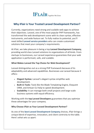Why iFlair is Your Trusted Laravel Development Partner?
