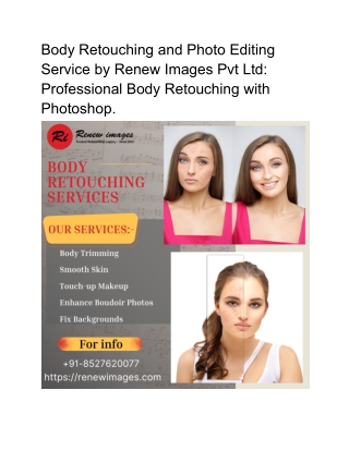Body Retouching and Photo Editing Service by Renew Images Pvt Ltd: Professional