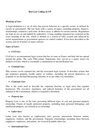 BEST Law COLLEGE IN UP