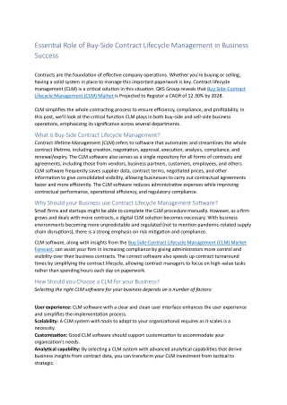 Essential Role of Buy-Side Contract Lifecycle Management in Business Success