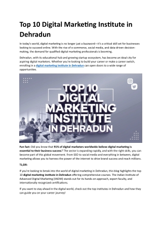 Digital Marketing Institute in Dehradun